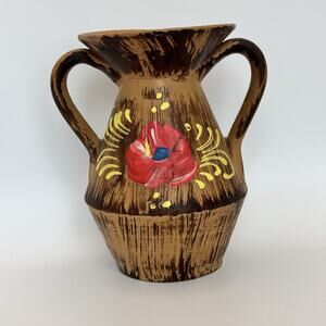 Pottery Vase Made in Italy Norleans Trophy‎ Style Hand painted 6"